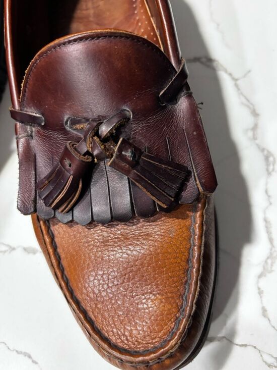 VTG Allen Edmonds Classic Nashua Brown Leather Kiltie Tassels Loafers Men’s 9.5 main image 13